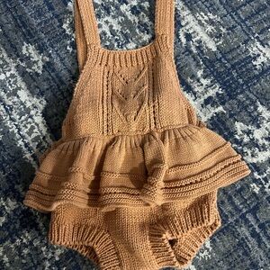 Knitted Tan Baby Romper